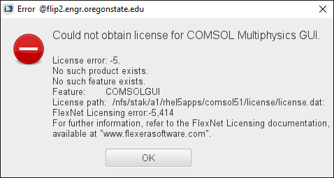Comsol License Error