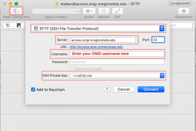 setup ssh tunnel with cyberduck